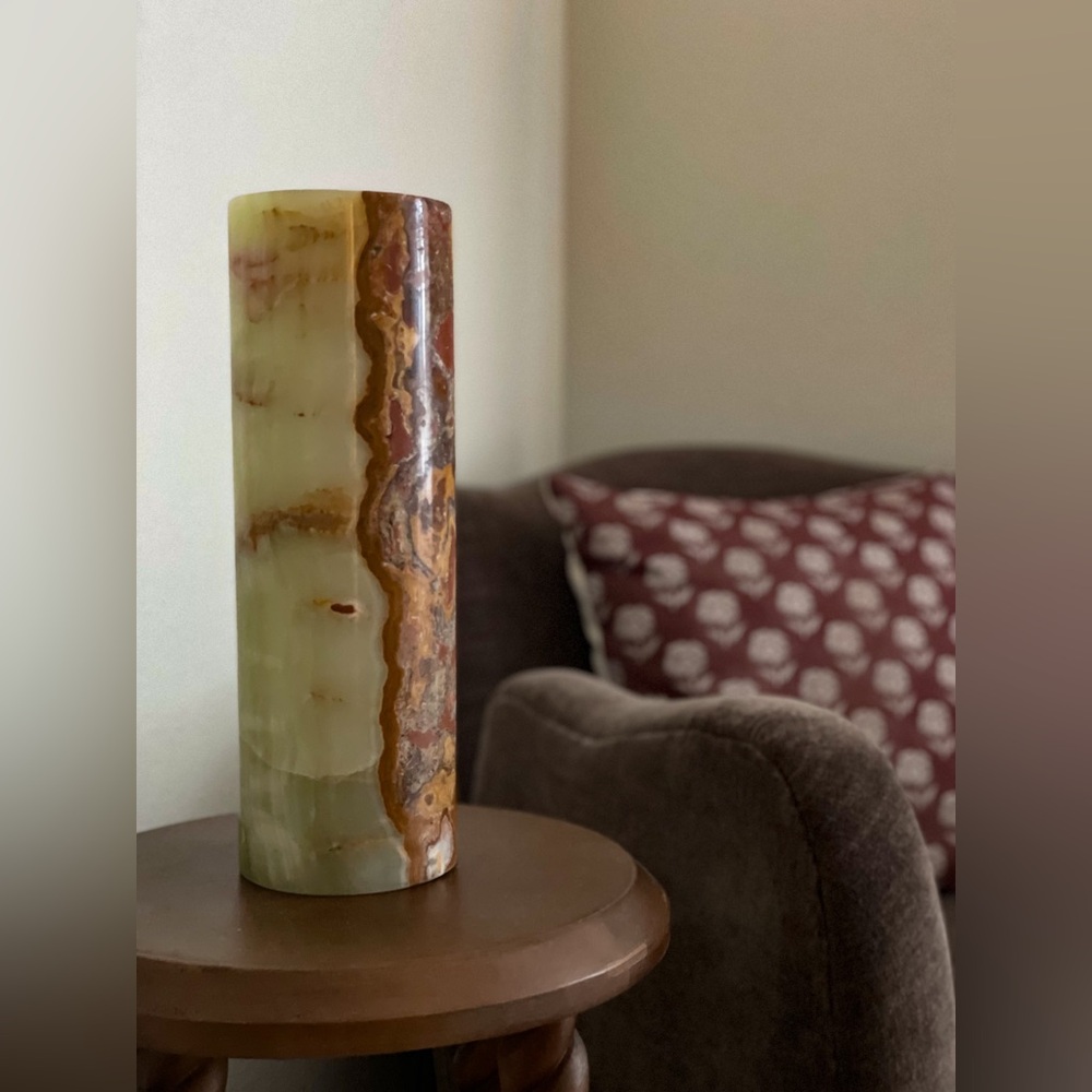 Vintage Onyx cylinder lamp 12” tall x 4” diameter